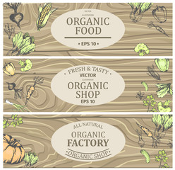 Organic Shop with Fresh Tasty Natural Food Posters