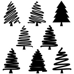 Set of stylized Christmas trees, vector