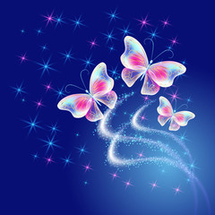 Fantasy butterflies with  firework and glowing salute