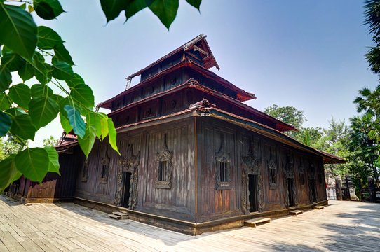 Kyaung Shwe In Bin Teakwood Temple And Monastery, Mandalay, Myan