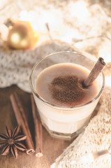 Traditional Eggnog Cocktail for Christmas Eve.