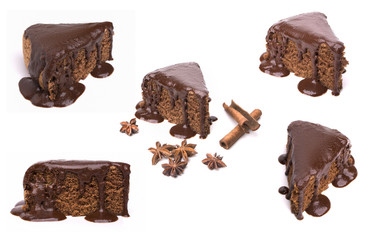 Set of chocolate pies isolated on white background