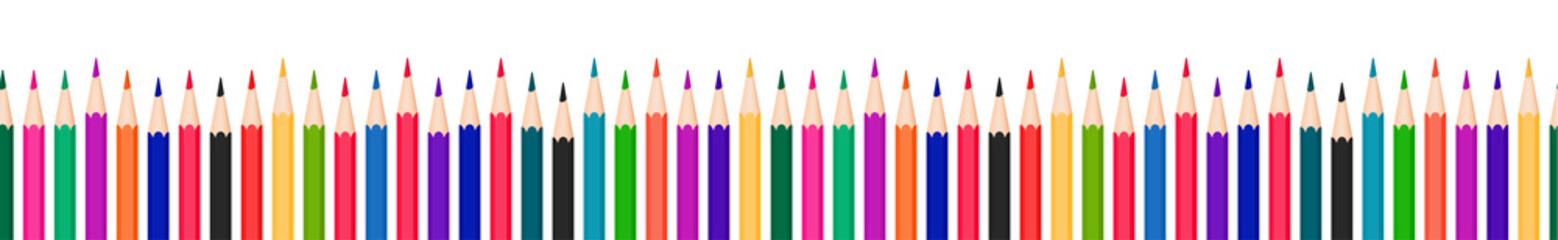 Colorful pencils seamless row. Vector horizontally tileable illustration