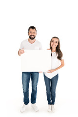 couple with blank banner