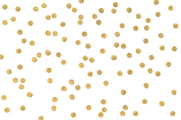 Gold glitter confetti paper cut on white background