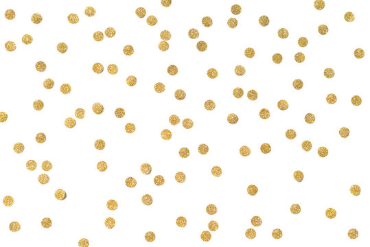 Gold glitter confetti paper cut on white background