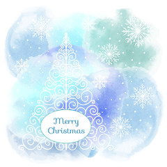 Naklejka na ściany i meble Christmas tree and snowflakes