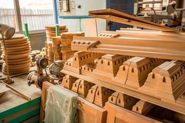 Wood timber in the sawmill