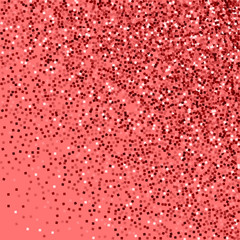 Red gold glitter. Random gradient scatter with red gold glitter on pink background. Sightly Vector illustration.
