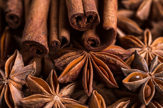 Fototapeta anise, baden, anise stars, spices, seasonings, stars, food, market, market, fragrance, east, cinnamon, cinnamon sticks