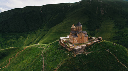 old castle in green mountains