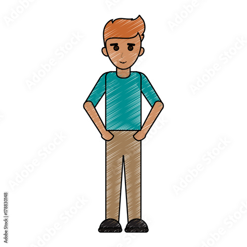 "man happy cartoon full body icon image vector ...