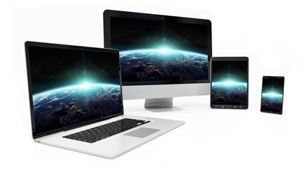 Fototapeta premium Modern digital silver tech device 3D rendering