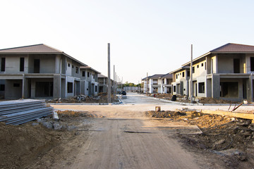 Fototapeta na wymiar Building and Construction site of new home at Thailand 