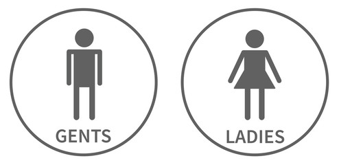Simple icons for toilet, ladies and gents