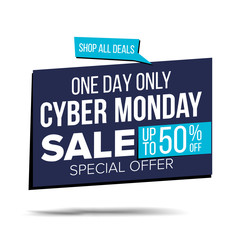 Cyber Monday Sale Banner Vector. Special Offer Sale Banner. Holidays Sale Announcement. Isolated On White Illustration