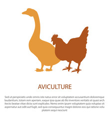 Agriculture Poster with Silhouette of Hen Goose