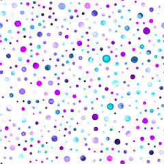 Watercolor confetti seamless pattern. Hand painted lively circles. Watercolor confetti circles. White scattered circles pattern. 197.