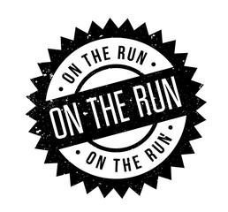 On The Run rubber stamp. Grunge design with dust scratches. Effects can be easily removed for a clean, crisp look. Color is easily changed.