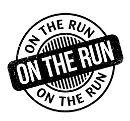 On The Run rubber stamp. Grunge design with dust scratches. Effects can be easily removed for a clean, crisp look. Color is easily changed.