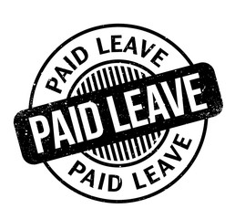 Paid Leave rubber stamp. Grunge design with dust scratches. Effects can be easily removed for a clean, crisp look. Color is easily changed.