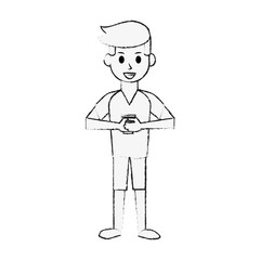 happy man with coffee cup icon image vector illustration design