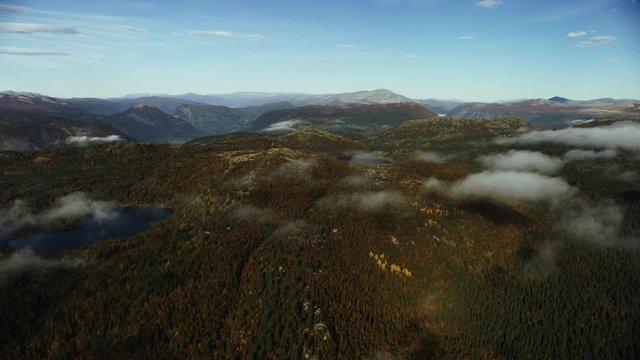Aerial shot of highland area in Norway