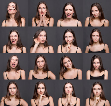 Female different emotions set