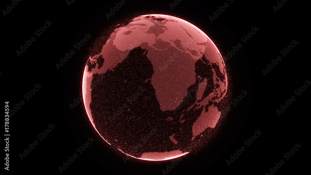 Wall mural digital earth, connection network rotation of planet world map background