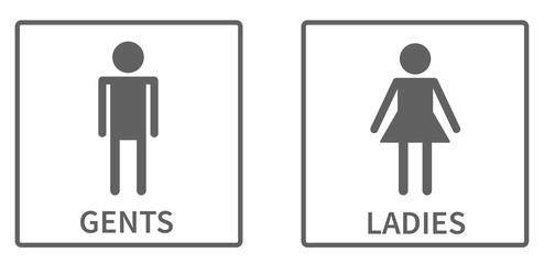 Simple icons for toilet in square, ladies and gents
