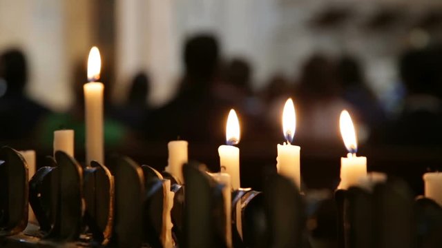 candles in church, during a wedding
