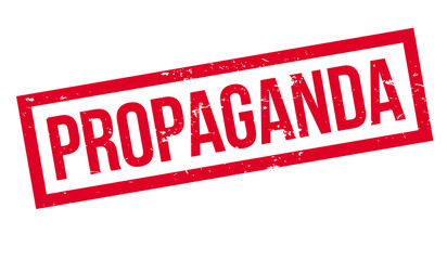 Propaganda rubber stamp. Grunge design with dust scratches. Effects can be easily removed for a clean, crisp look. Color is easily changed.