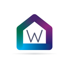 Fototapeta premium house logo with letter W sign. logo template