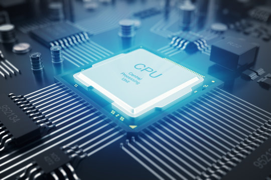 3D rendering Circuit board. Technology background. Central Computer Processors CPU concept. Motherboard digital chip. Tech science EDA background. Integrated communication processor, Information CPU