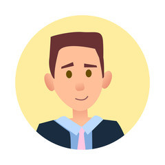 Litttle Boy Portrait in Yellow Circle Illustration