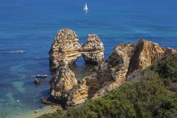 Rock Formations at Praia do Camilo in Portugal