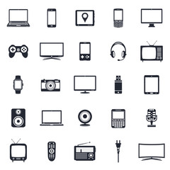 Electronic devices, technology gadgets icons