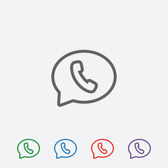 Obraz premium Phone handset in speech bubble vector icon