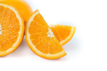 Orange fruit.Half and sliced orange isolated white background.