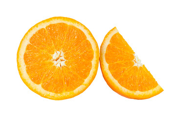 Orange fruit.Half and sliced orange isolated white background.