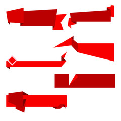 Flat vector ribbon labels set.