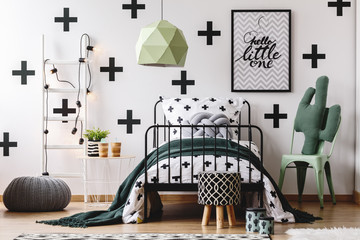 Kid's bedroom with green accents