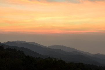 The mountain and sky cloudy landscape at chiang mai district thailand.