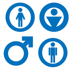 Gender icon symbol. Male boy man icon. Blue vector symbol.