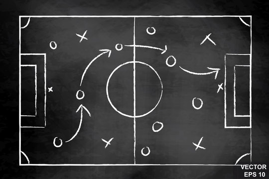 The scheme of the game. Strategy. Tactics. On the chalkboard. For your design.