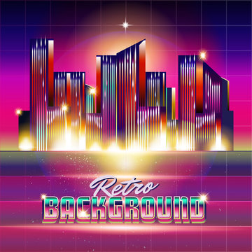 New Retro Wave Background. Synthwave Retro Design And Elements. Isolated artwork object. Suitable for and any print media need.
