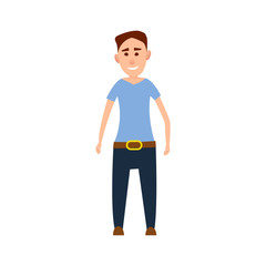 Funny Male Character in Blue T-Shirt Illustration