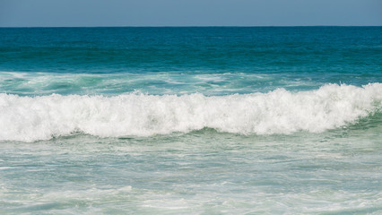 Big waves in the sea in the typhoon season at Andaman Sea or Pacific Ocean in nature concept.