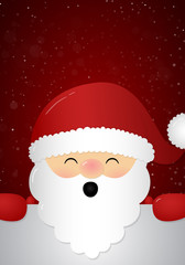 Singing Santa Claus on red background with copyspace. Vector.