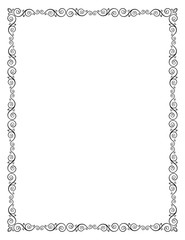 Decorative frame with swirls and leaves. Letter page format.